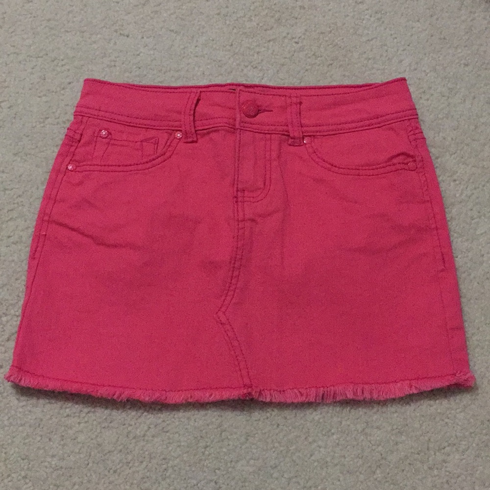 pink jean skirt